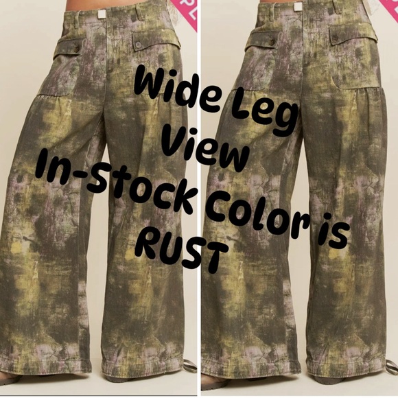 Artistic Wide-Leg Pants with Drawstring by Davi&Dani Plus Size Rust - Picture 3 of 5